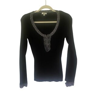 Cache women’s beaded black long sleeve size medium Y2K party night out New Years